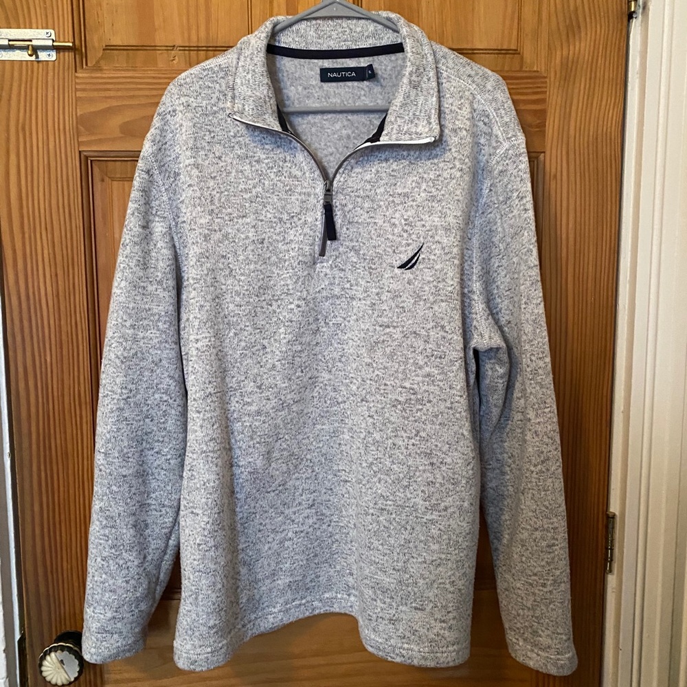Men’s Nautica 1/2 Zip Pullover Gray & White Fleece